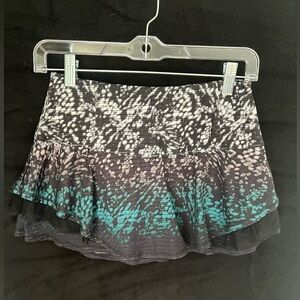 Lucky in Love Cute Women Tennis Mini Skirt Skort Layered black mesh XS (0-2)